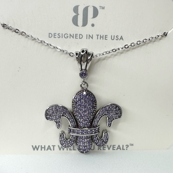 Bomb Party The Sterling Club Necklace Lavender Cubic Zirconia RBP2593 NWT - Picture 2 of 4